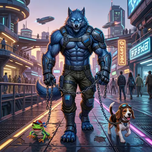 Strong Blue Werewolf with Novel Pets | Dominance Displayed