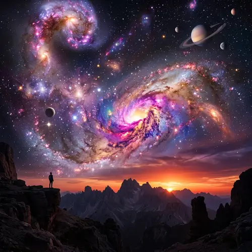 Mesmerizing Galactic Sunset | Abstract Sky with Stars & Planets