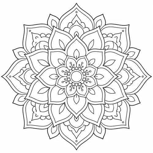 Mandala Coloring Book Page - Line Art Design