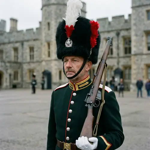 European Male Soldier in Ceremonial Hat