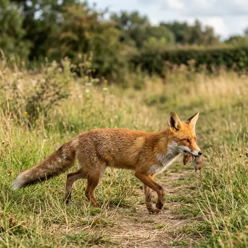 Fox Carrying Mouse - Nature's Survival Scene