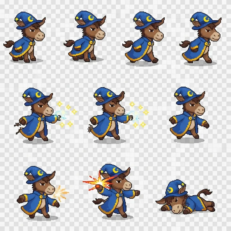 Donkey Pixel Art Sprite Sheet for Game Design