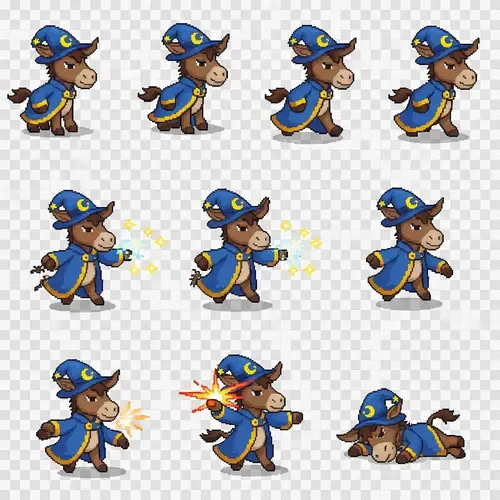 Donkey Pixel Art Sprite Sheet for Game Design