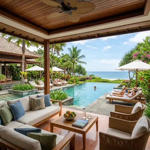 Beautiful Tropical Outdoor Pool Area Design