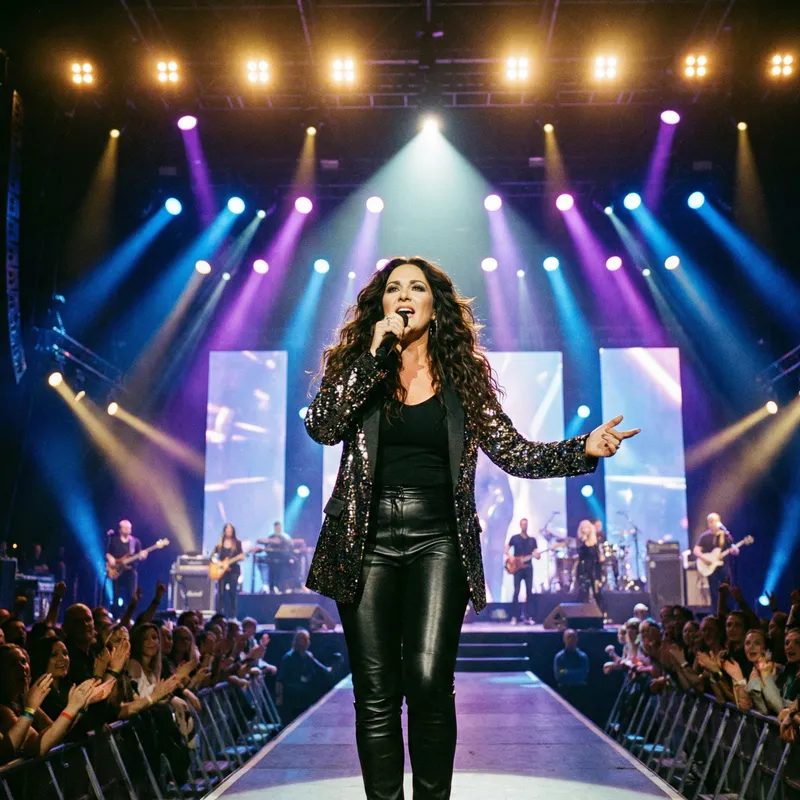 Artistic Performance of a Female Singer by Bright Stage