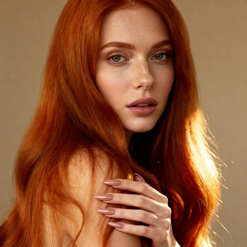 Stunning German Redhead with Long Nails