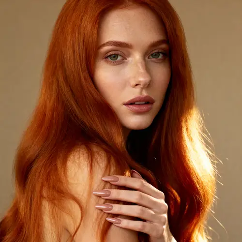 Stunning German Redhead with Long Nails