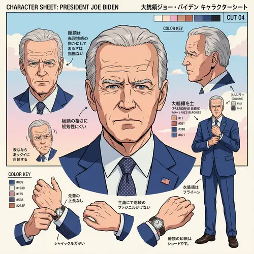 90s Anime Character Portrait of Biden