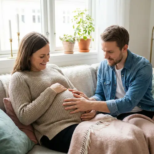 Pregnant Woman with Partner - Heartwarming Moment