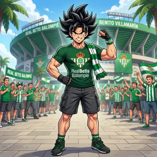 Strong Anime Character with Real Betis T-Shirt
