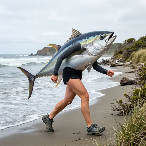 Tuna Fish with Human Arms and Legs | Unique Illustration