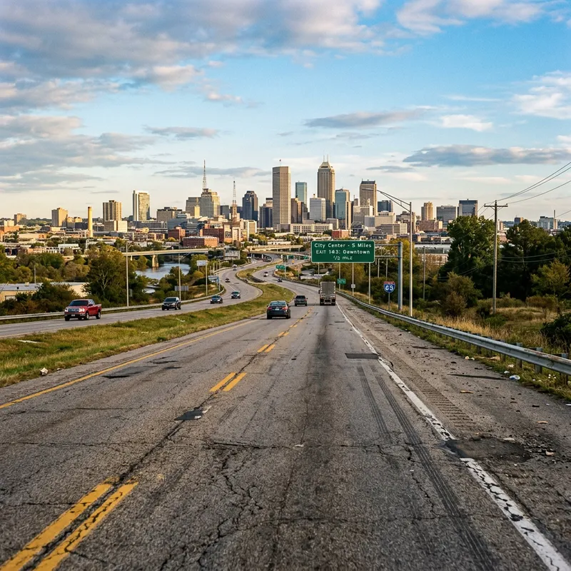 Explore the Old Highway Near Cityscape Explore the Old Highway Near Cityscape
