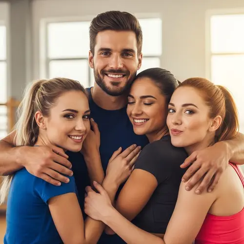 Group of Hot Ladies with Sports Coach