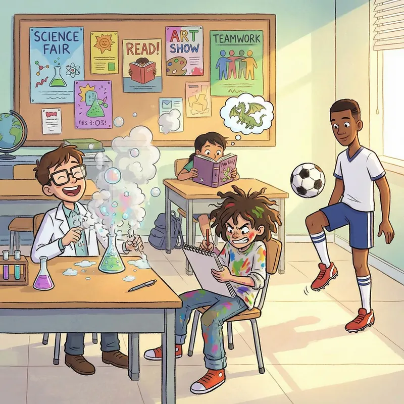 Vibrant Classroom: Playful Mix of Diverse Students in Engaging Activities Vibrant Classroom: Playful Mix of Diverse Students in Engaging Activities