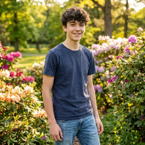 Young Teenage Boy with Handsome Features | Outdoor Park Portrait