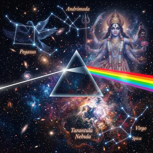 Prismatic Universe with Celestial Constellations & Creator Deity