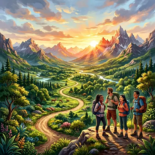 Beautiful Sunrise Illustration Inspiring New Beginnings