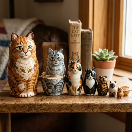 Cat Matryoshka Nesting Dolls - Unique Feline Design