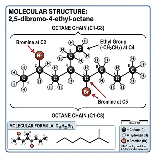Visual Representation of 2,5-Dibromo-4-Ethyl-Octane Compound