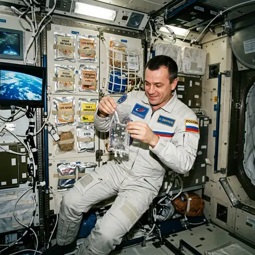 Russian Astronaut in Zero Gravity: Cosmic Scene Captured in Space