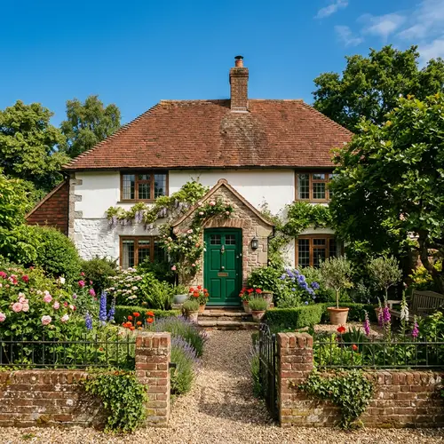 Classic House with Terracotta Tiled Roof and Green Front Door