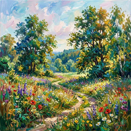 Vivid Nature Scene in Impressionistic Style