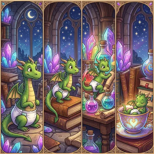 Shrinking Dragon in White Diaper Transformation