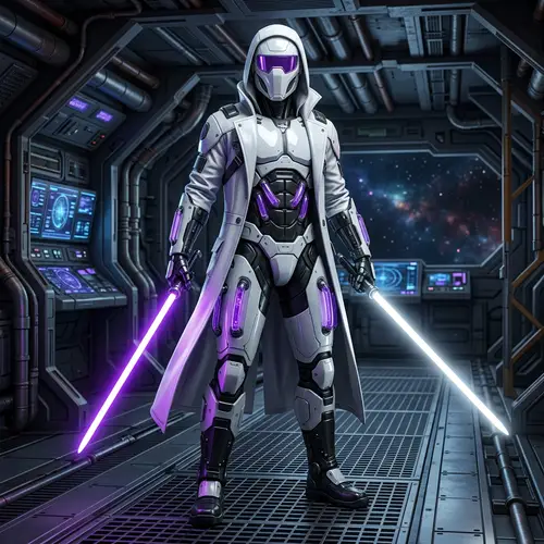 Futuristic Cyborg with Lightsabers in 4K HD