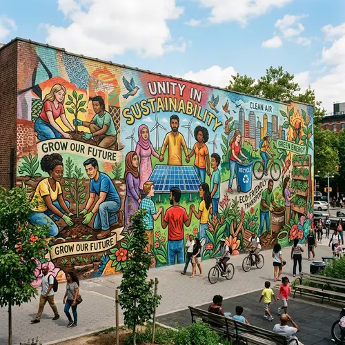 Vibrant Collage of Diverse People Engaging in Sustainable Activities