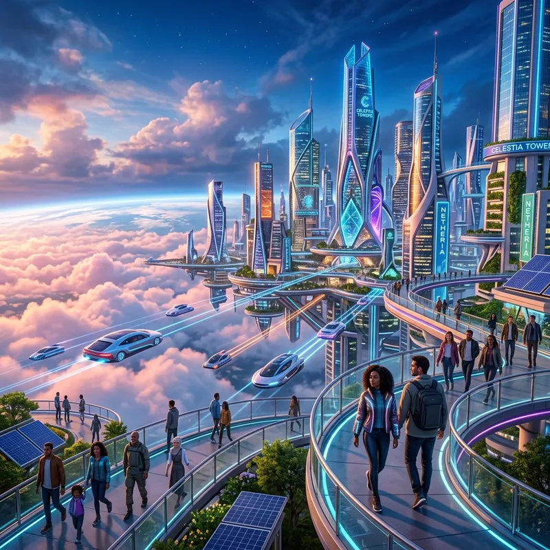 Futuristic Sky City: Innovative Technology and Sustainable Living Futuristic Sky City: Innovative Technology and Sustainable Living