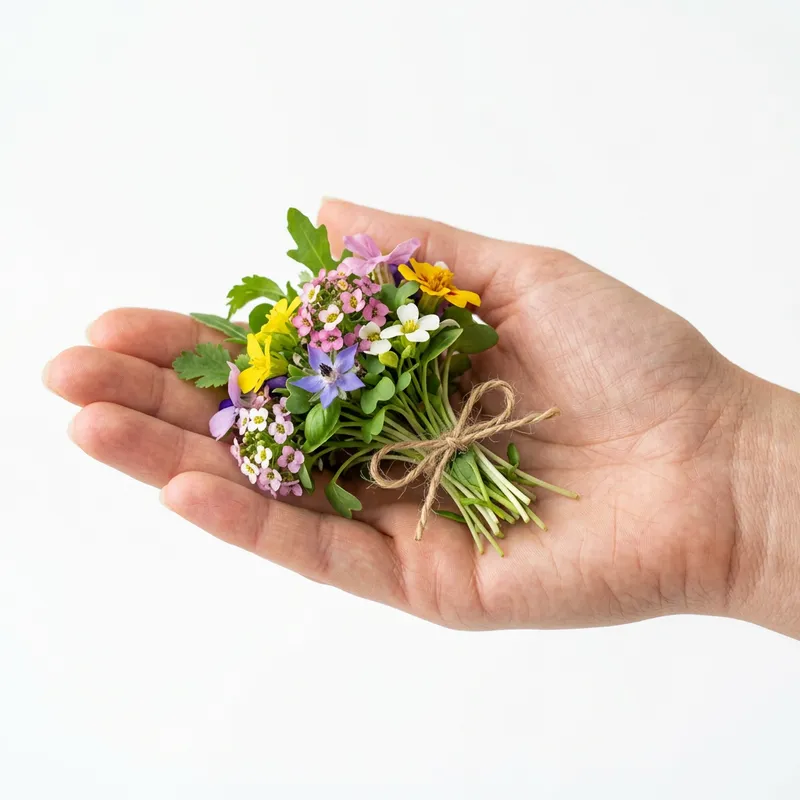 Microgreen Flowers in Hand - Vibrant and Fresh Microgreen Flowers in Hand - Vibrant and Fresh