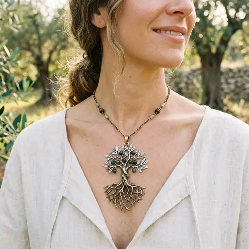 Olive Tree Necklace with Roots