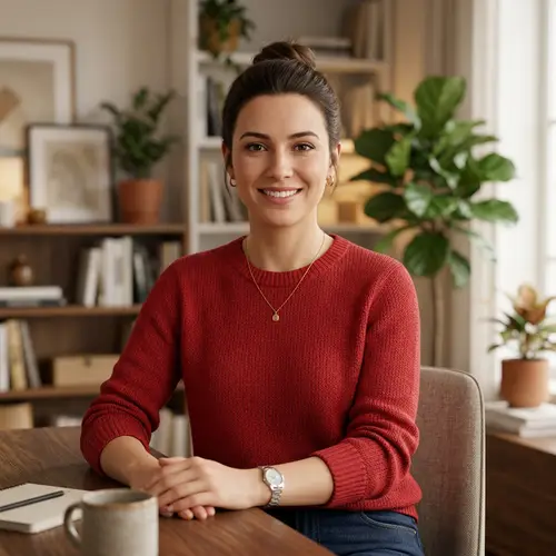 3D Woman in Red Sweater with Hair Pulled Back
