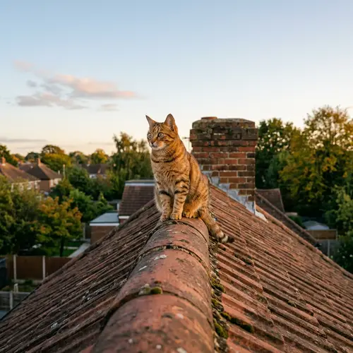 Cat on Roof - Adorable Feline Moments