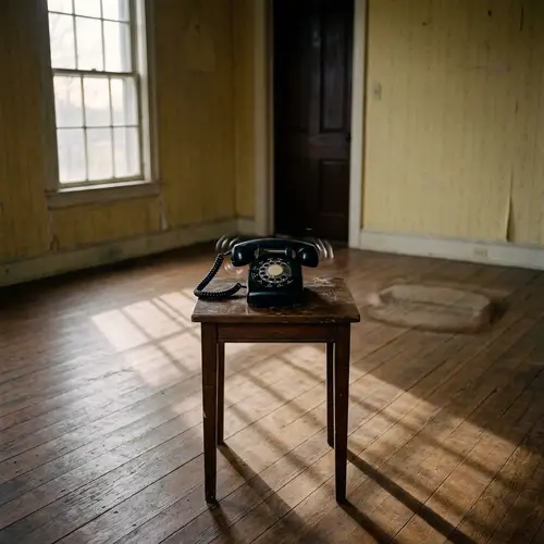 Vintage Rotary Phone Creating Eerie Atmosphere in Empty Room