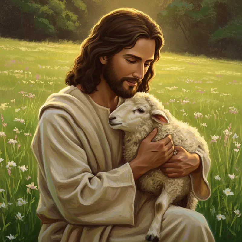 Jesus the Good Shepherd: A Serene Digital Painting