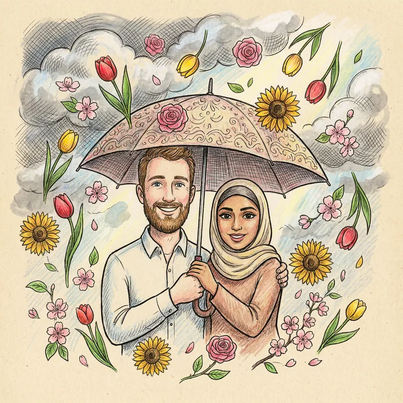 Rain of Flowers: A Doodle Illustration