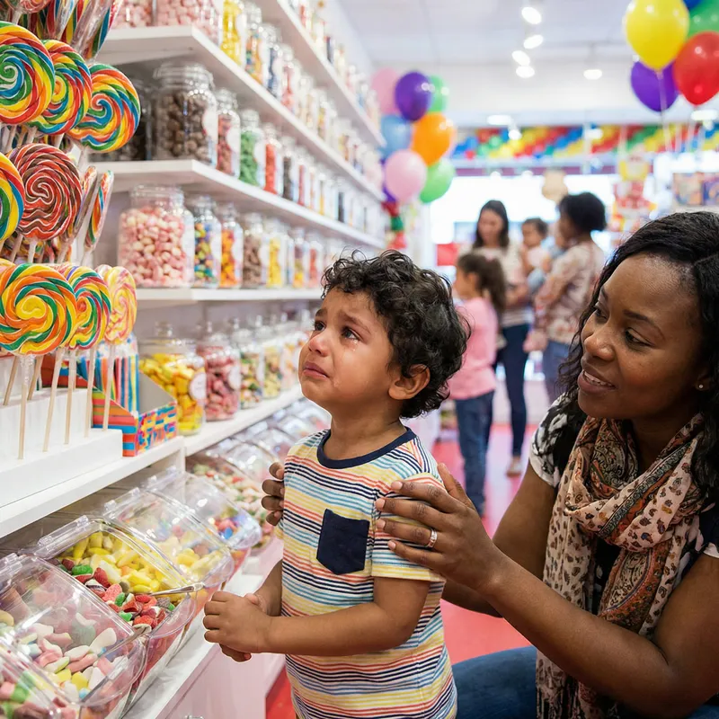 Heartfelt Moments: Boy Cries for Candy with Mom Heartfelt Moments: Boy Cries for Candy with Mom