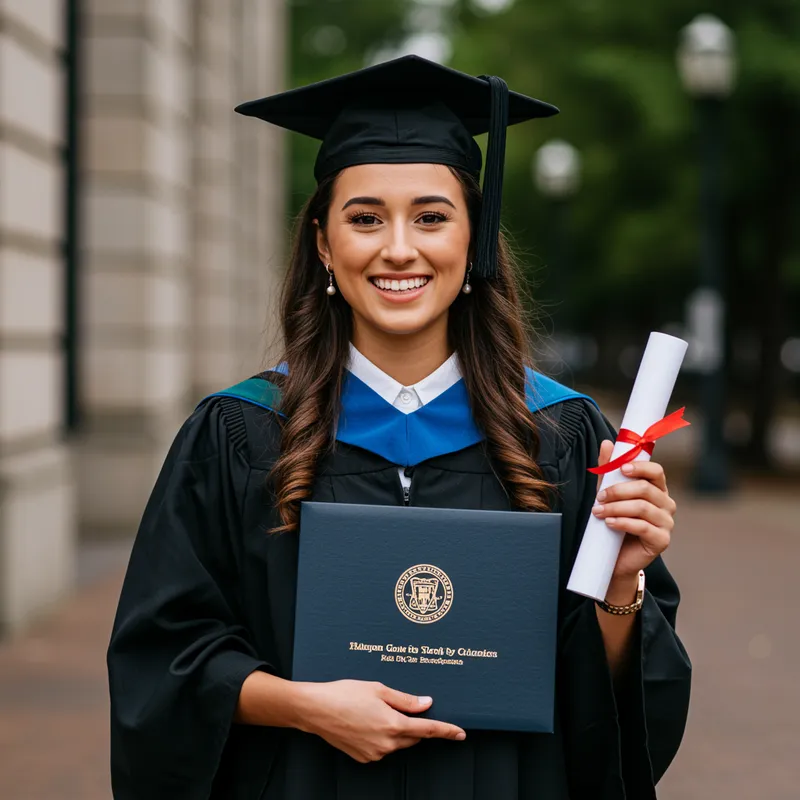 Joyful Graduation Portrait of a 30-Year-Old Model
