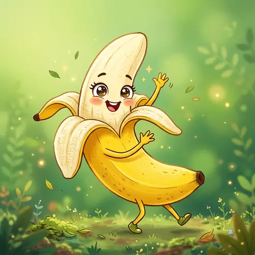 Lively Animated Banana - Cheerful Yellow Character