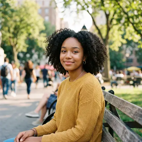 17-Year-Old Black Teen Girl with Curly Hair