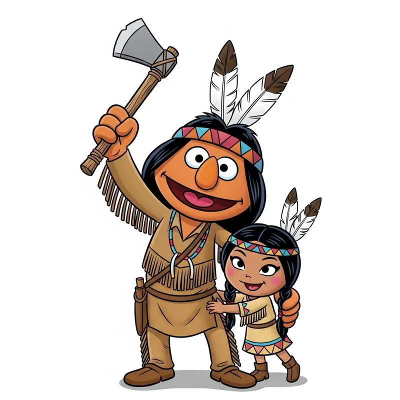 Vibrant Native American Cartoon Art