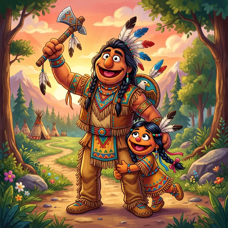 Vibrant Native American Cartoon Art Vibrant Native American Cartoon Art