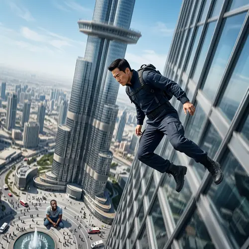 Dramatic Skyscraper Rescue: Asian Man Jumps 828 Meters for African Man