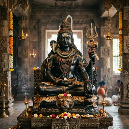 Intricately Decorated Mahadev Statue in Traditional Style