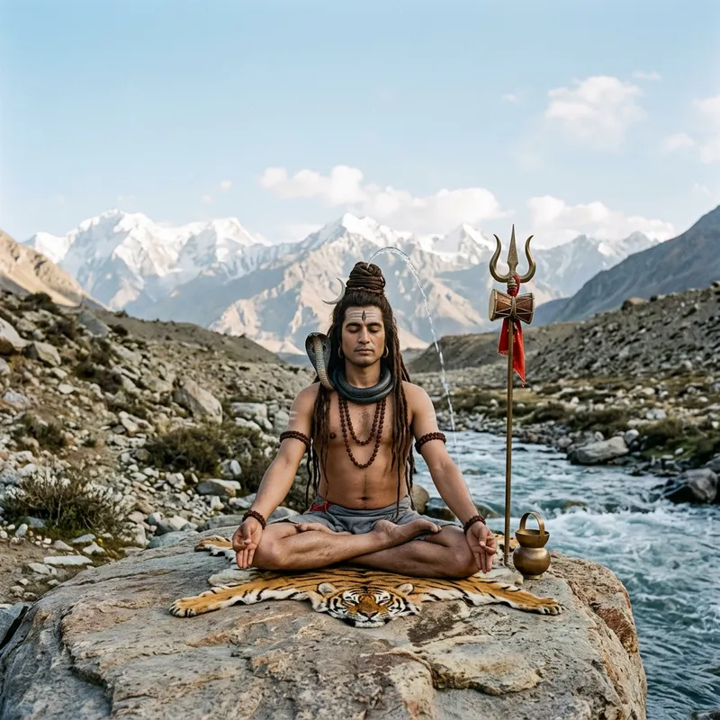 Tranquil Representation of Lord Shiva in the Himalayas