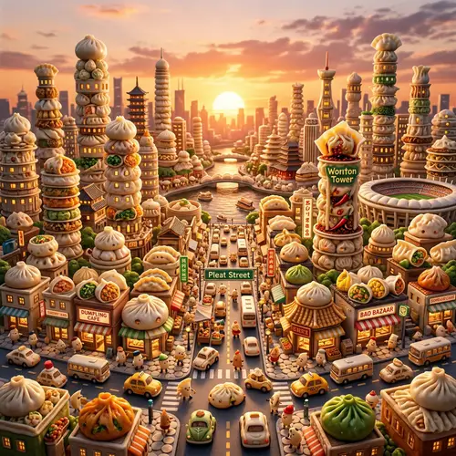 Dumpling Cityscape: Edible Metropolis of Dumplings