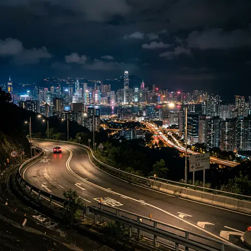 Cityscape Nights: A Realistic Roadside View