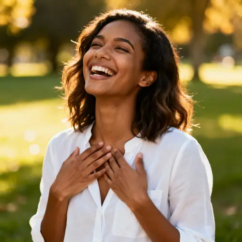 28-Year-Old Mixed Girl Laughing in a Photo