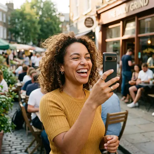 28-Year-Old Mixed Girl Laughing in a Photo